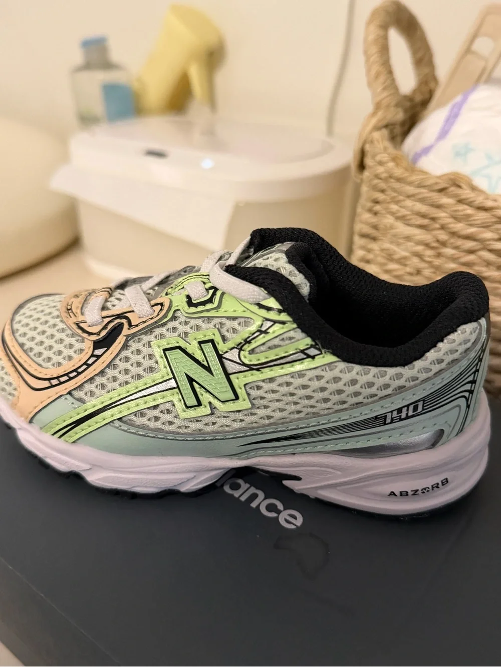 New Balance Kids Mint Green and Peach Athletic Sneaker